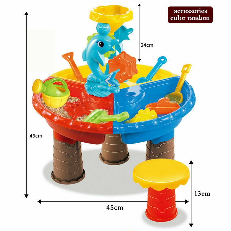 Childrens Kids Toddler Sand and Water Play Table Activity Sandpit With Stool