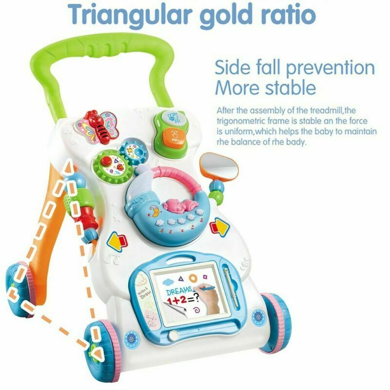 Interactive Baby Walker 3 in 1 First Steps Push Along Bouncer Activity Music Toy