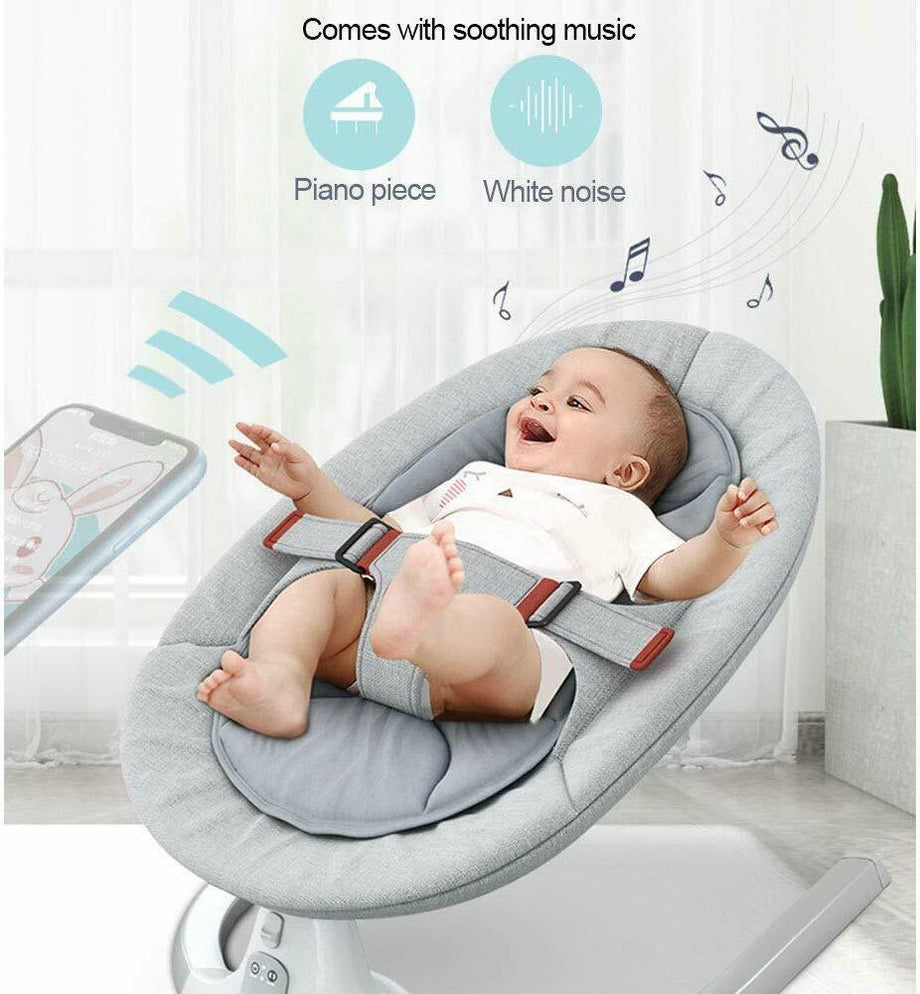 Electric Infant Baby Bouncer Swing Chair Musical Rocking Bouncy Cradle Seat Grey