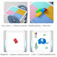Dripex Kids Table and Chair Set Drawing Board Writing Desk Toddlers Play Build Bricks