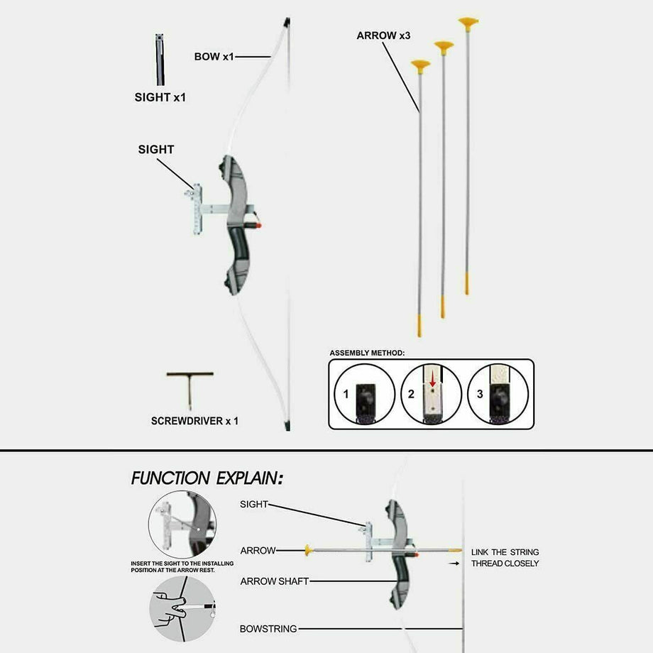 Bow and Arrow Archery Shooting Set Target Kids Toy Outdoor Indoor Fun Game Gift