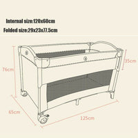 Bedside Sleeping Crib Adjustable Baby Next To Me Bed Foldable Travel Cot Sleeper