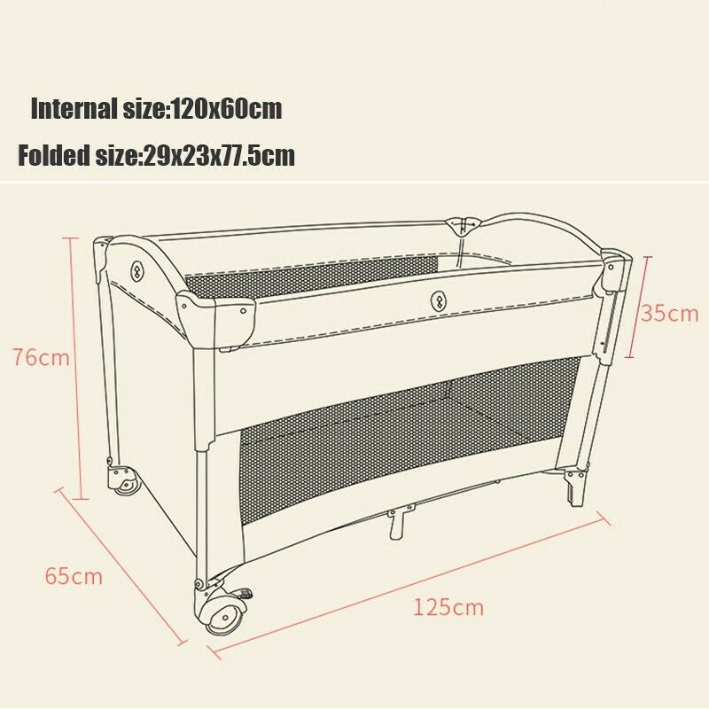 Bedside Sleeping Crib Adjustable Baby Next To Me Bed Foldable Travel Cot Sleeper