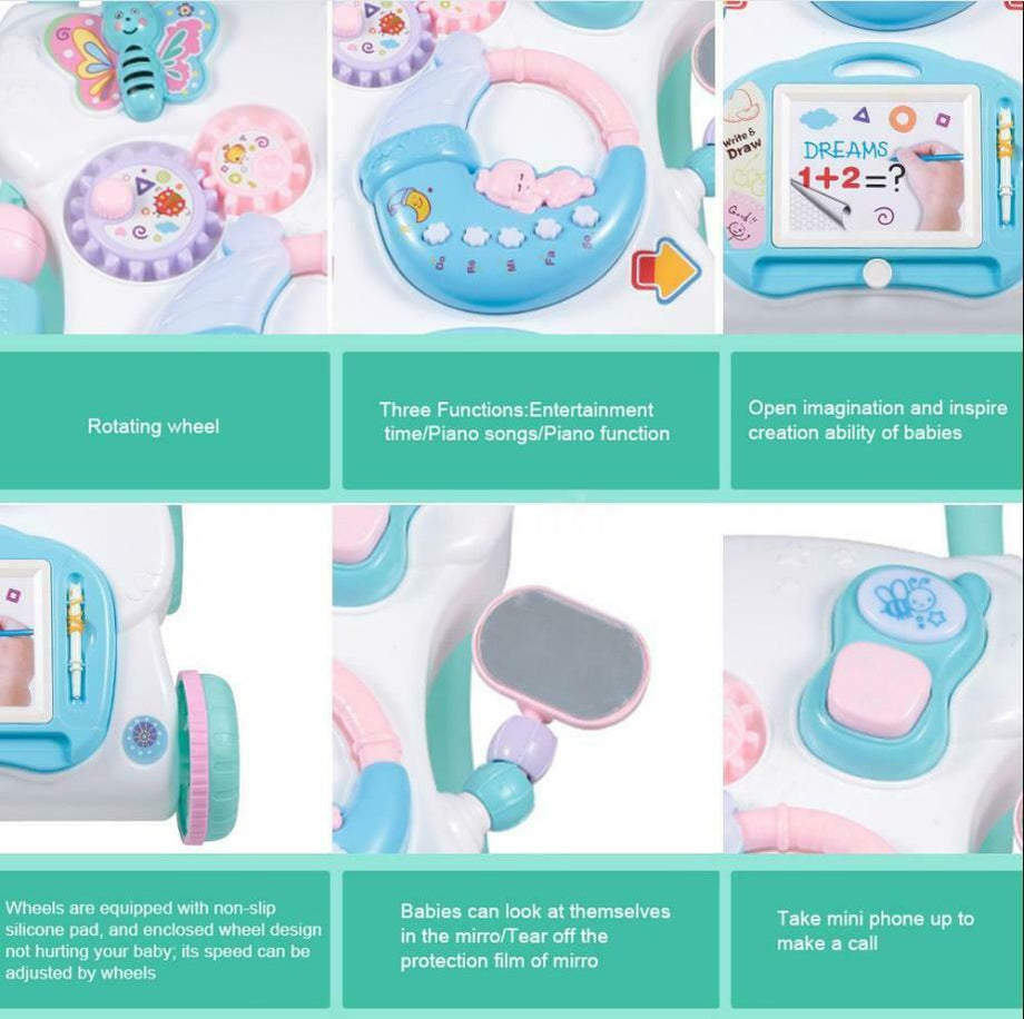 Interactive Baby Walker 3 in 1 First Steps Push Along Bouncer Activity Music Toy