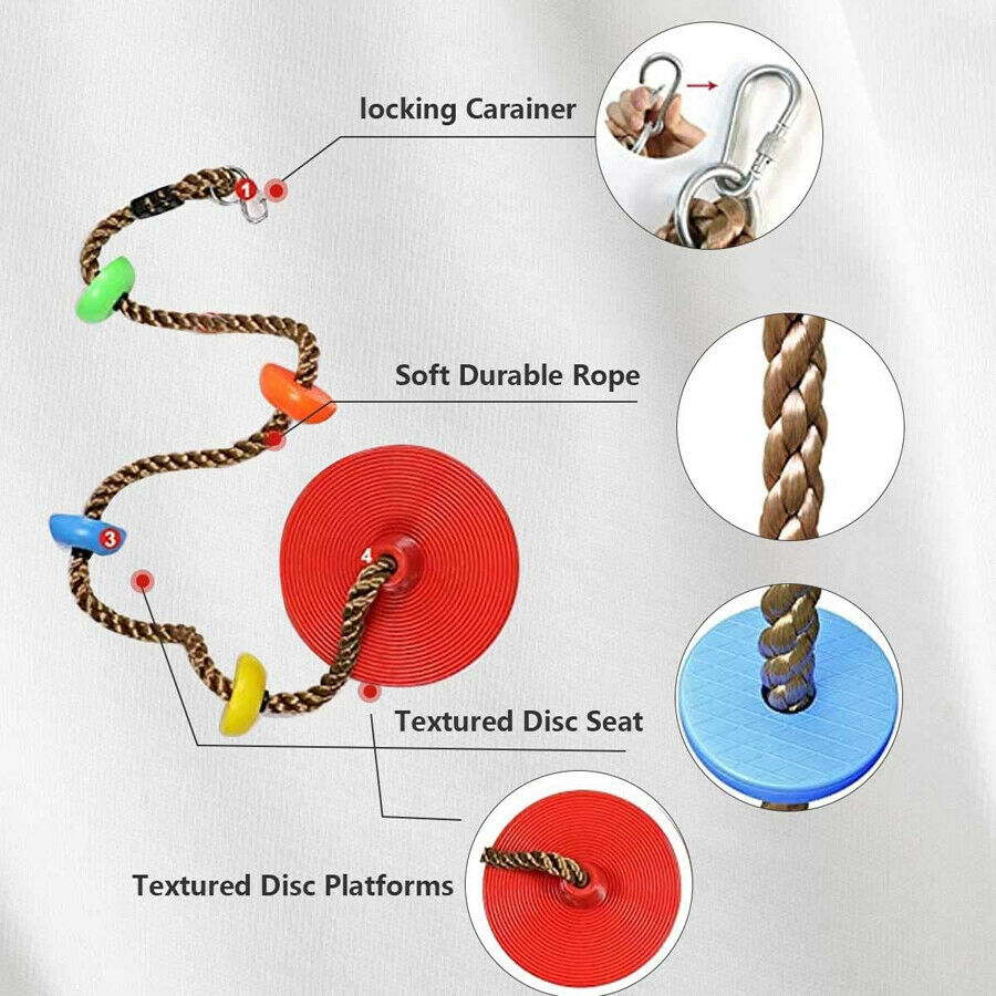 Kids Climbing Frame Ladder Outdoor Rope Swing Disc Seat Wooden Rungs Kids Toys