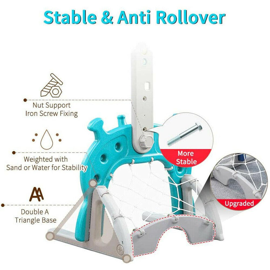 Football Stand Hoop Ring Toss Basketball Set Outdoor Sport Gift for Kids Toddler