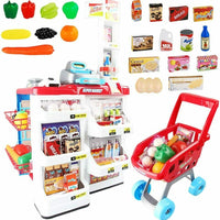 Kids Play Set Children Pretend Role Play Set Supermarket Shop Trolley & Food Toy