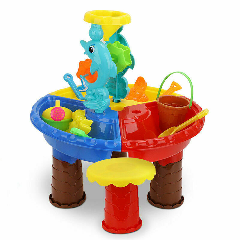 Childrens Kids Toddler Sand and Water Play Table Activity Sandpit With Stool