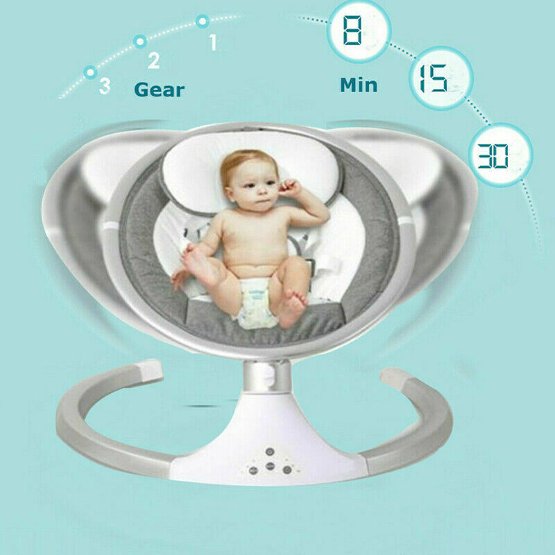 Electric Infant Baby Bouncer Swing Chair Musical Rocking Bouncy Cradle Seat Grey