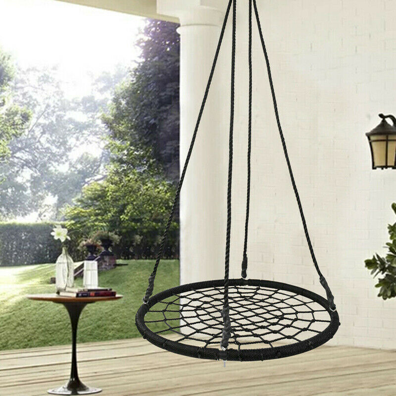 60cm Giant Nest Web Rope Hanging Tree Kids Swing Seat Round Backyard Playground