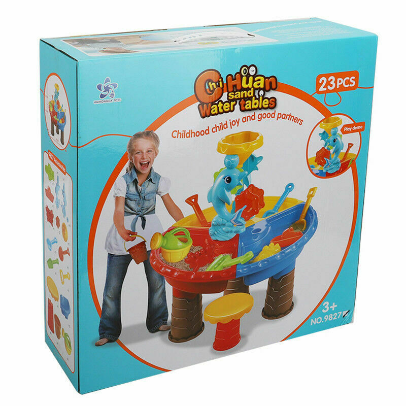 Childrens Kids Toddler Sand and Water Play Table Activity Sandpit With Stool