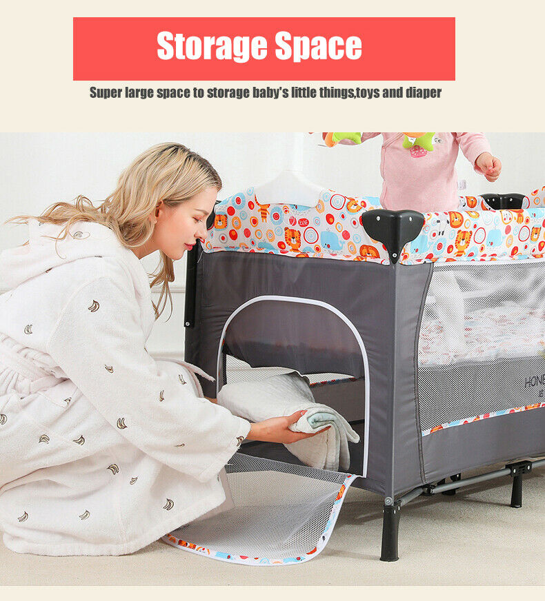 Bedside Sleeping Crib Adjustable Baby Next To Me Bed Foldable Travel Cot Sleeper