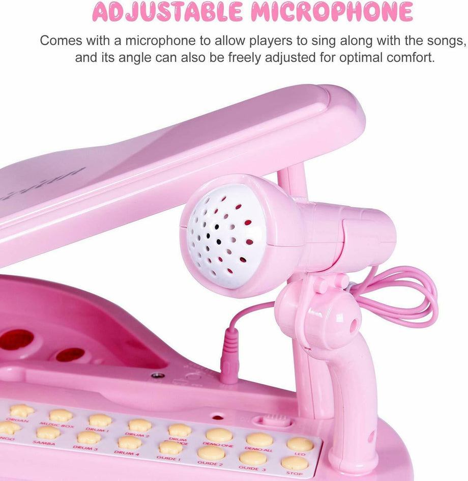 31 Key Princess Grand Piano Toy for Kids Boy Girl Children w/ Stool & Microphone