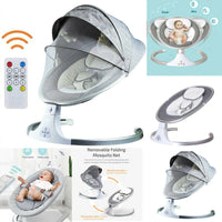 Electric Infant Baby Bouncer Swing Chair Musical Rocking Bouncy Cradle Seat Grey