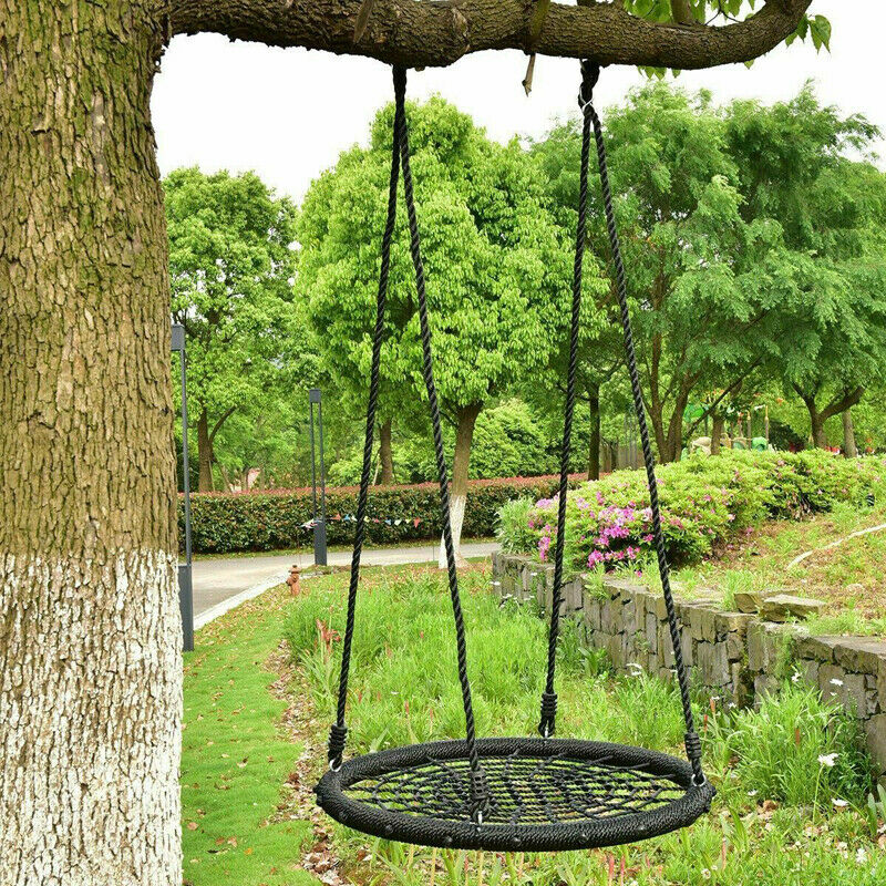 Kids Baby Rope Swings Seat Garden Climbing Frame Outdoor UFO Round Crows Nest