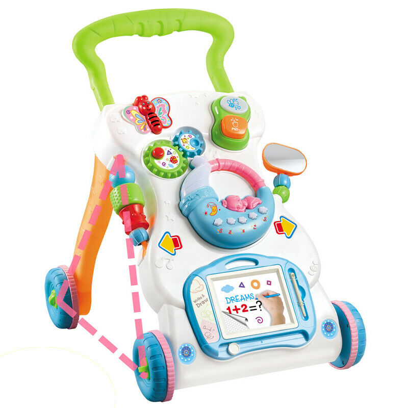 Interactive Baby Walker 3 in 1 First Steps Push Along Bouncer Activity Music Toy
