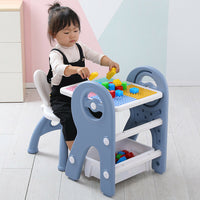 Dripex Kids Table and Chair Set Drawing Board Writing Desk Toddlers Play Build Bricks