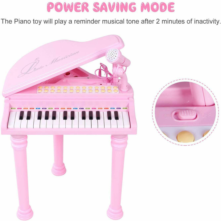 31 Key Princess Grand Piano Toy for Kids Boy Girl Children w/ Stool & Microphone