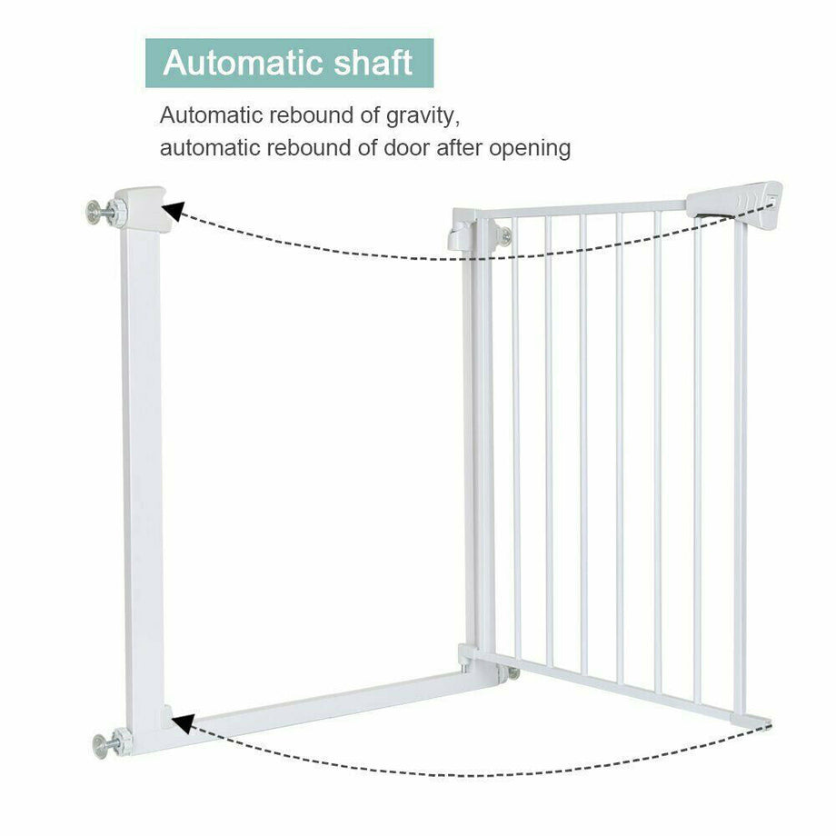 Auto Close Pressure Fit Safety Gate Door Barrier Home Indoor Stair Fence White