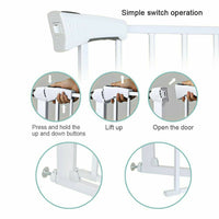 Auto Close Pressure Fit Safety Gate Door Barrier Home Indoor Stair Fence White