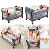 Bedside Sleeping Crib Adjustable Baby Next To Me Bed Foldable Travel Cot Sleeper