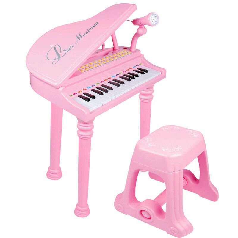 31 Key Princess Grand Piano Toy for Kids Boy Girl Children w/ Stool & Microphone
