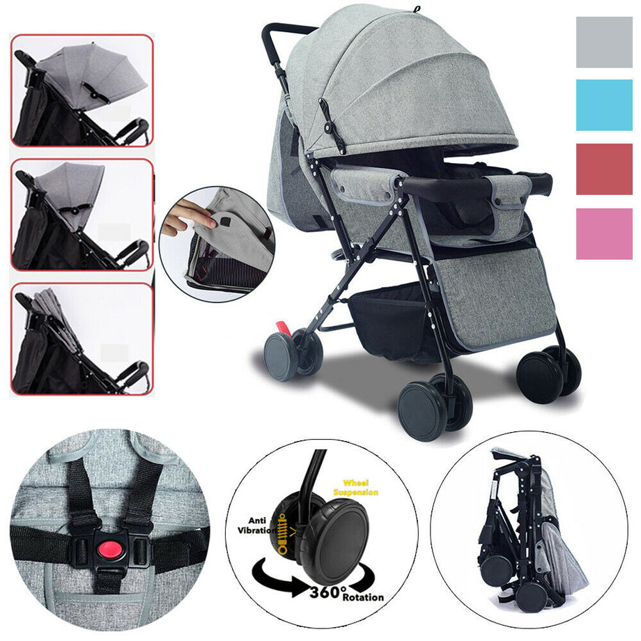 Foldable Baby Trolley Stroller Pushchair Pram Toddler Buggy Lightweight Travel