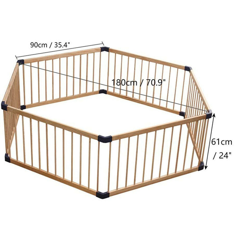 Dripex Wooden Baby Playpen, 8 Panels Large Play Fence for Toddlers, Kids Rectangle Activity Center Safety Play Yard with Lockable Door for Indoor and Outdoor